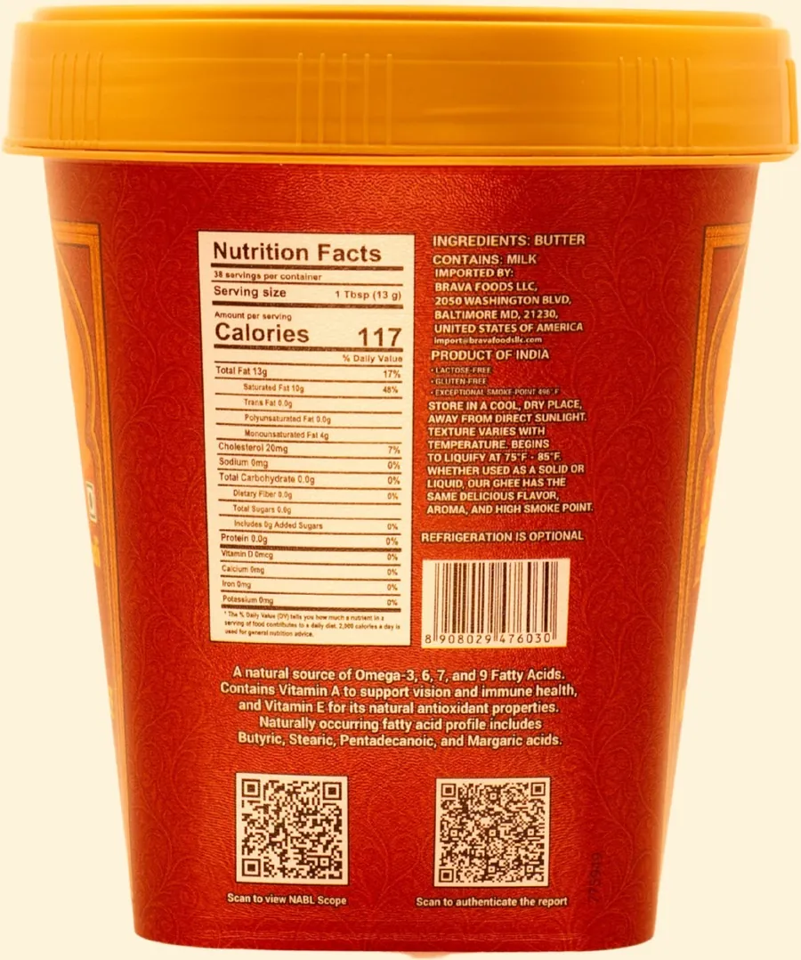 Back of the jar: nutrition facts, ingredients and storage